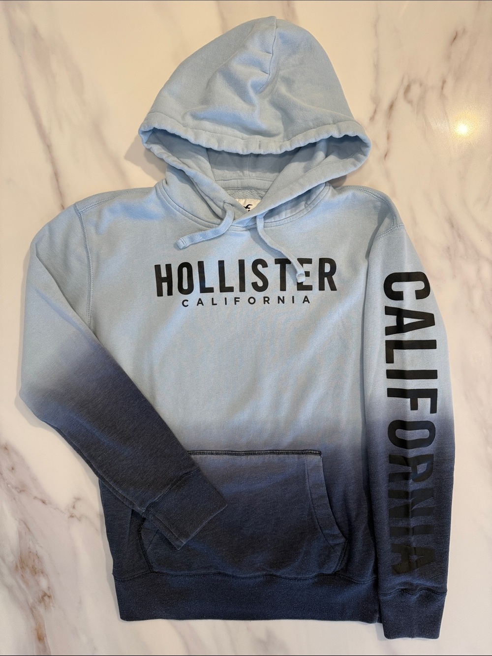 Hollister Ombre Pullover Hoodie Sweatshirt Top Small Light Blue Navy